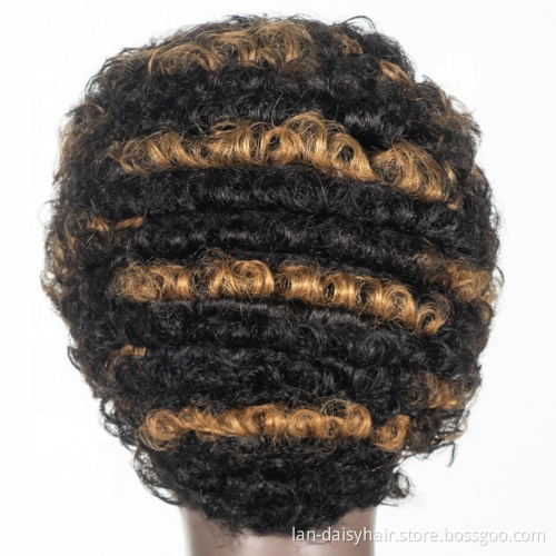 Wholesale Natural Color Cuticle Aligned Unprocessed Brazilian Virgin Remy Human Hair Short Curly Hair Wigs